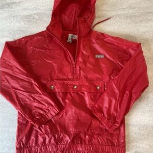 Lacoste Vintage Nylon Windbreaker Pullover Jacket (Men's Medium) Red
